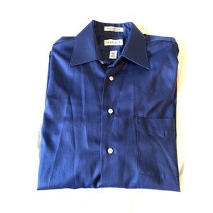 Van Heusen Men’s Button Down Dress Shirt Blue Size Medium 15 32/33